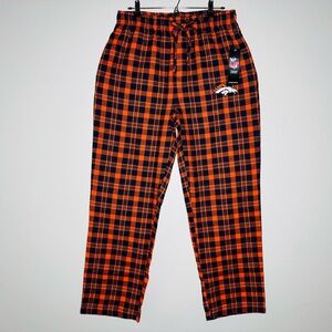 NEW NFL Denver Broncos Orange Plaid Flannel Mens Sleep Pants Sleepwear Medium